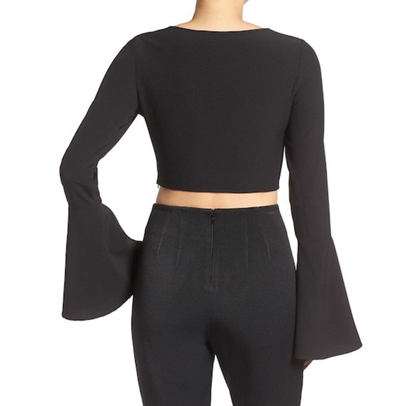Kendall & Kylie Black Bell Sleeve Crop Tank Top S - Picture 2 of 6